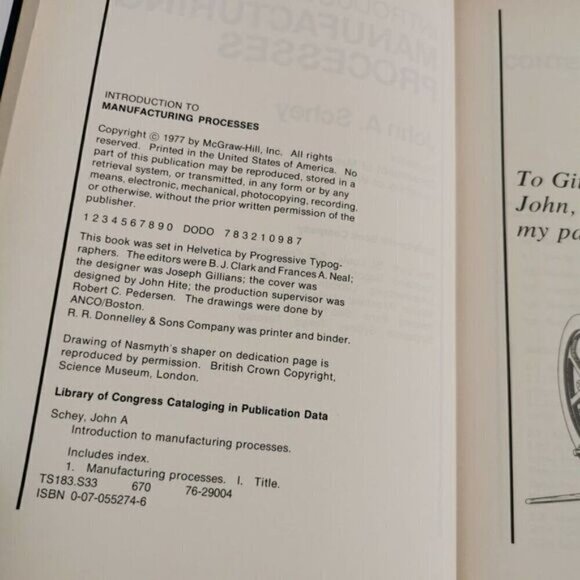 1977 Introduction to Manufacturing Process Textbook John Schey Vintage Engineer - Picture 3 of 8